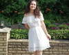 white graduation dress for curly hair